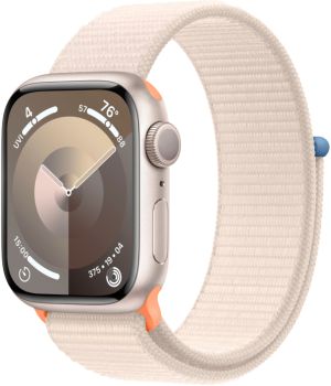 Apple Watch Series 9, 41 мм, корпус из алюминия цвета сияющая звезда, нейлоновый ремешок цвета сияющая звезда